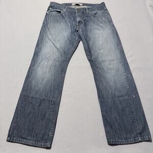 Levi's 514 Slim Straight Jeans Distressed Blue Denim Bootcut Zip Fly - 36x30